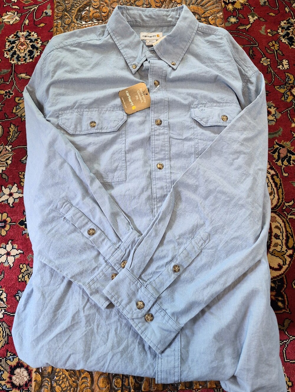 CARHARTT Oxford LS Button Down Shirt Blue XXL NWT